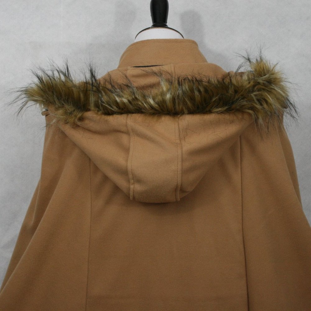 Jeykay Camel Polyester Lined Coat w/ Wings and Removable Fur Lined Hood SZ L NWT - Picture 5 of 10